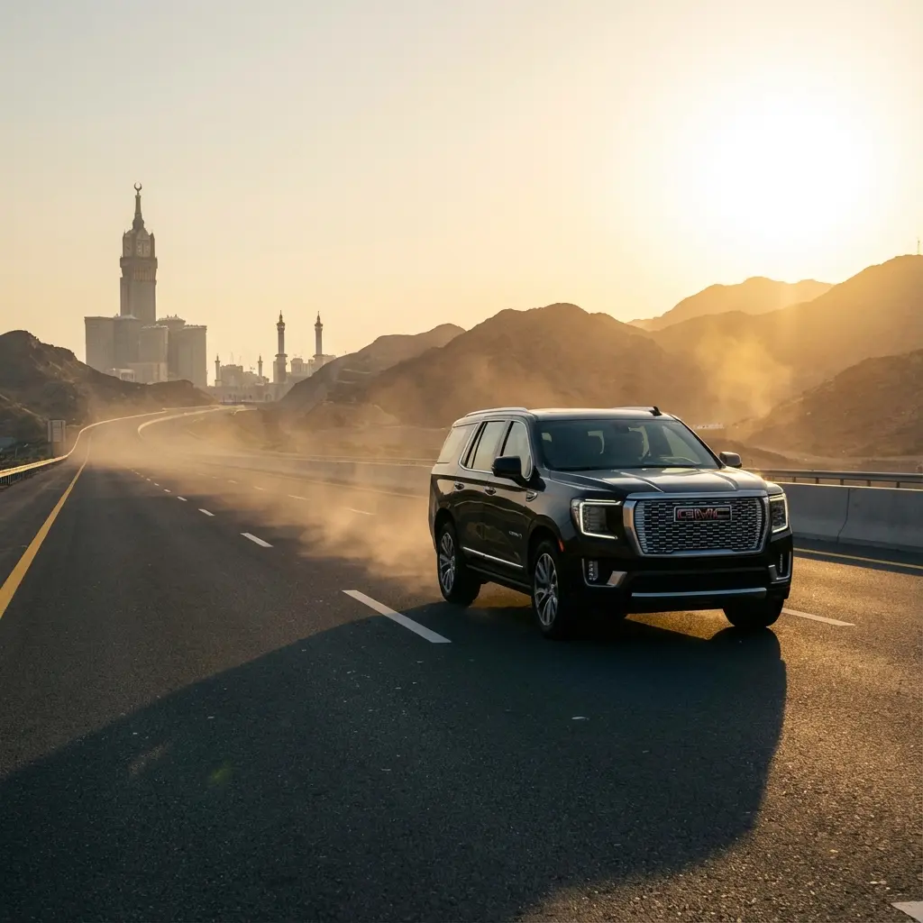 Taxi on Highway to Batha UAE Border